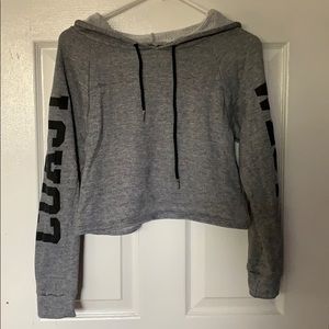 Cropped, heather gray sweatshirt